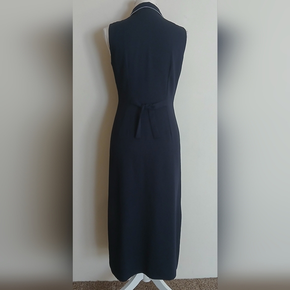 Donna Ricco New York Vintage Petite Navy Blue Sleeveless Button Down Dress - Picture 4 of 7
